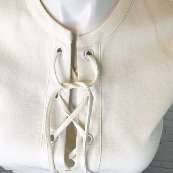 J. CREW FACTORY IVORY LACE UP GROMMET TOP - SMALL - Picture 4 of 5
